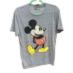 Disney T Shirt Mens MED Gray Graphic Mickey Mouse Official Big Logo Walt Disney